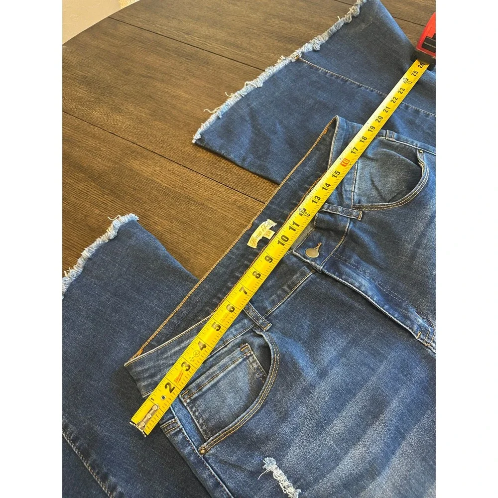 Home Folk Women's Denim Flare‎ Jeans Distressed Frayed Hem Size 18